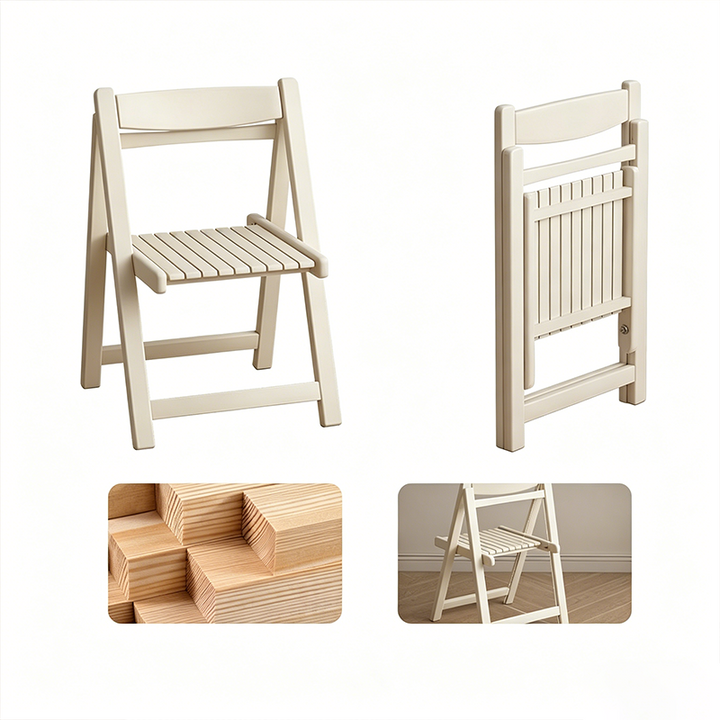 Moderner minimalistischer klappbarer quadratischer Esszimmerstuhl aus mehrschichtiger Verbundplatte mit Rückenlehne für das Esszimmer 