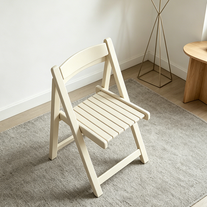 Moderner minimalistischer klappbarer quadratischer Esszimmerstuhl aus mehrschichtiger Verbundplatte mit Rückenlehne für das Esszimmer 