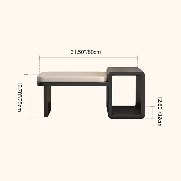Modern Luxury PU Leather Iron Rounded Rectangular Shoe Bench With 1-Storage For Living Room