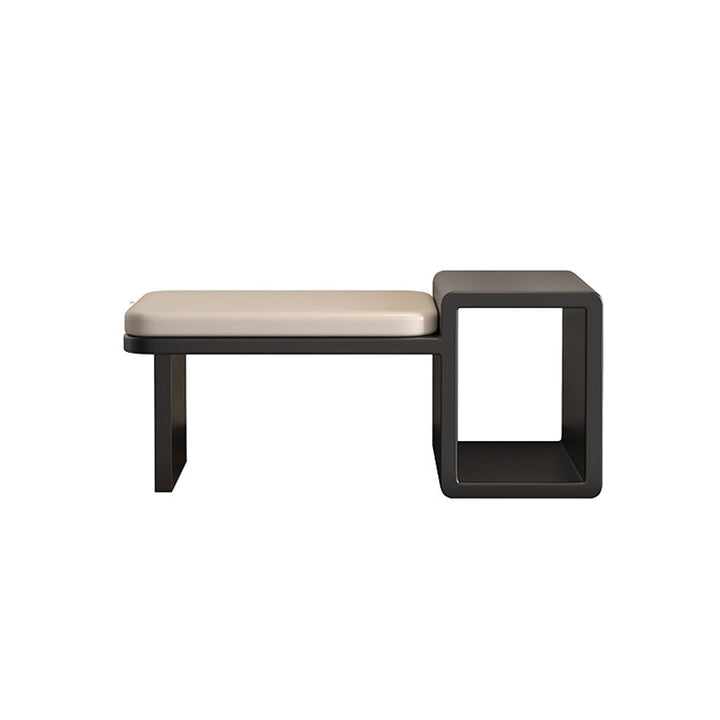 Modern Luxury PU Leather Iron Rounded Rectangular Shoe Bench With 1-Storage For Living Room