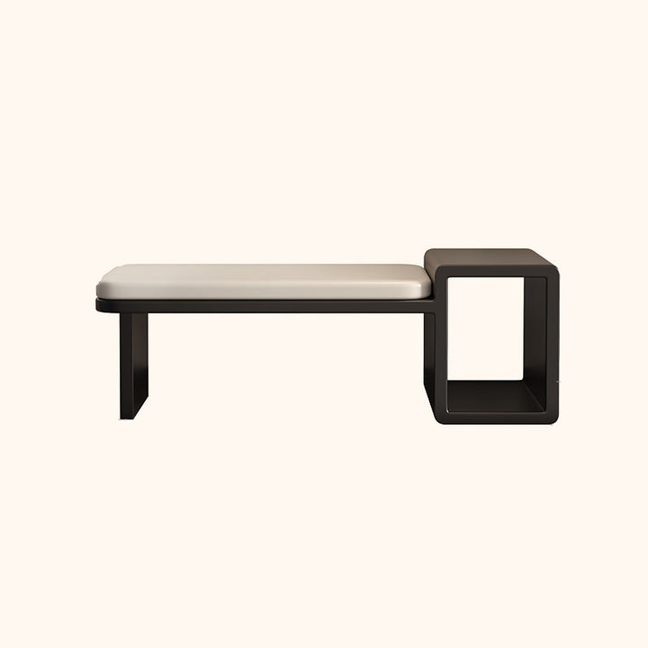 Modern Luxury PU Leather Iron Rounded Rectangular Shoe Bench With 1-Storage For Living Room