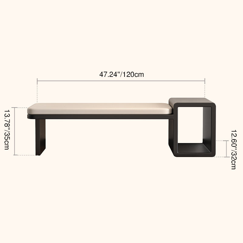Modern Luxury PU Leather Iron Rounded Rectangular Shoe Bench With 1-Storage For Living Room