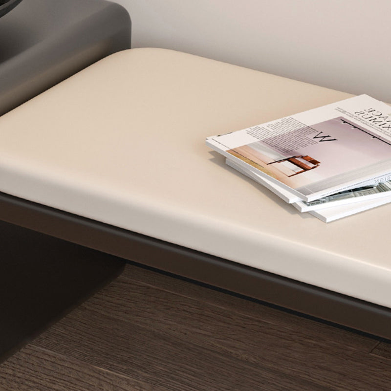 Modern Luxury PU Leather Iron Rounded Rectangular Shoe Bench With 1-Storage For Living Room