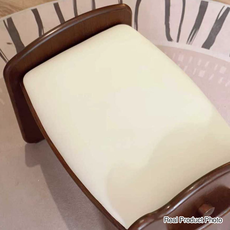 Moderne kreative rechteckige Schuhbank aus Kautschukholz und PU-Leder im Bärendesign mit 1/2 Ablage für das Wohnzimmer 