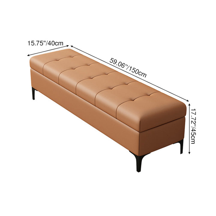 Moderne luxuriöse rechteckige Schuhbank aus Kunstleder und Kiefernholz mit Knopfheftung und verstecktem Stauraum für Wohnzimmer &amp; Schlafzimmer 