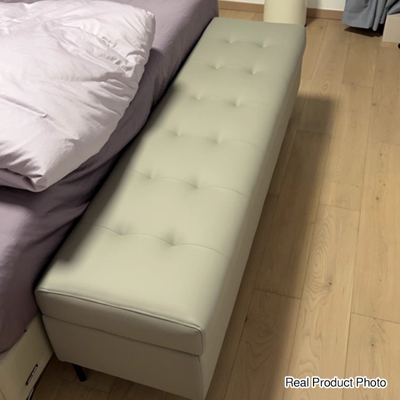 Moderne luxuriöse rechteckige Schuhbank aus Kunstleder und Kiefernholz mit Knopfheftung und verstecktem Stauraum für Wohnzimmer &amp; Schlafzimmer 