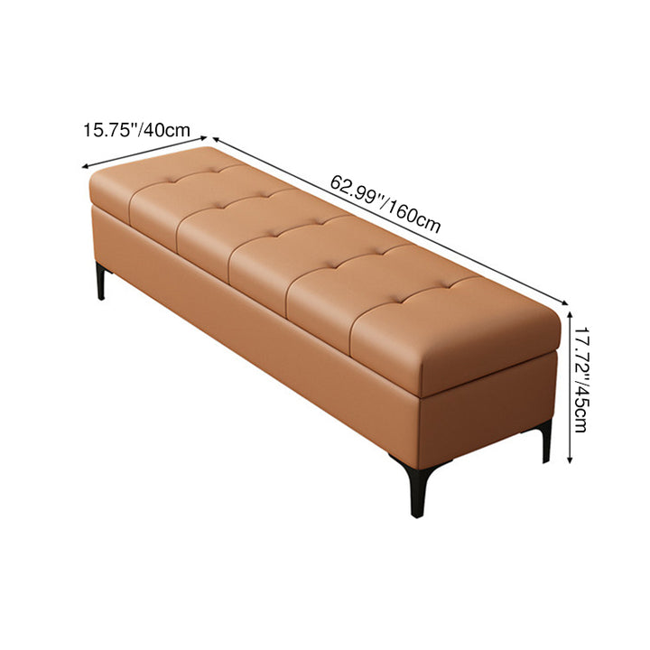 Moderne luxuriöse rechteckige Schuhbank aus Kunstleder und Kiefernholz mit Knopfheftung und verstecktem Stauraum für Wohnzimmer &amp; Schlafzimmer 