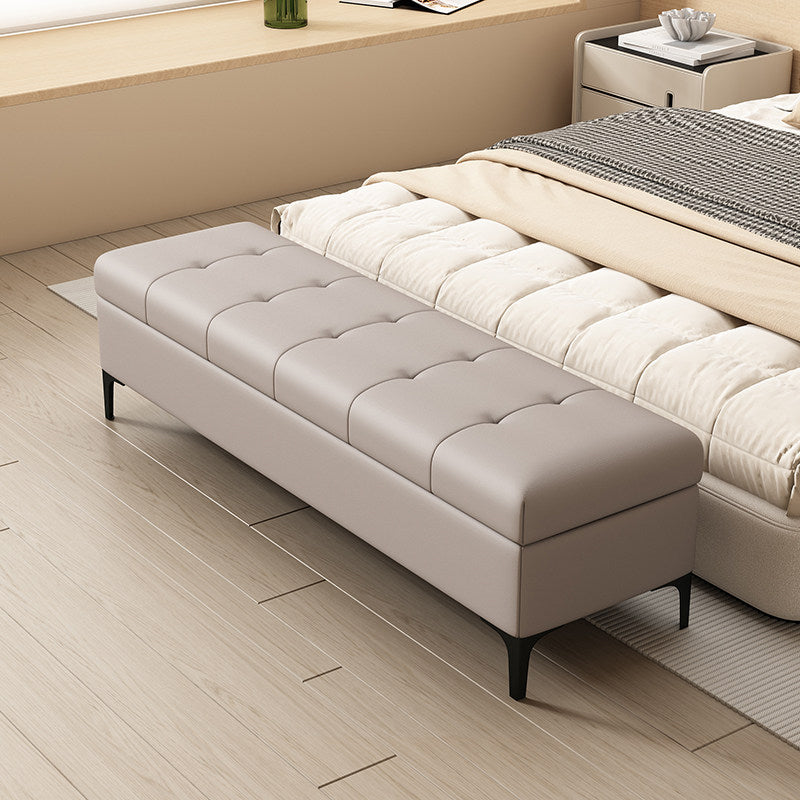 Moderne luxuriöse rechteckige Schuhbank aus Kunstleder und Kiefernholz mit Knopfheftung und verstecktem Stauraum für Wohnzimmer &amp; Schlafzimmer 