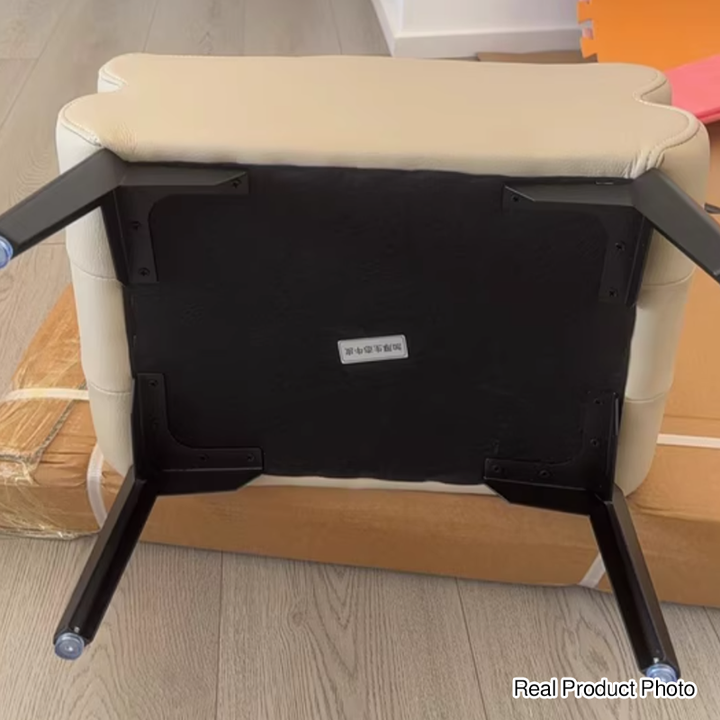 Modern Luxury Pet-Friendly Scratch-Resistant Leather &amp; Pine Wood Rounded Square Low Stool For Living Room