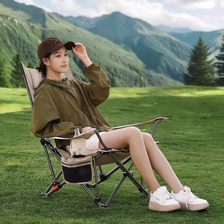 Modern Minimalist Oxford Fabric Carbon Steel Foldable Rectangular Reclining Chair Portable Folding Lounge Chair For Outdoor Patio