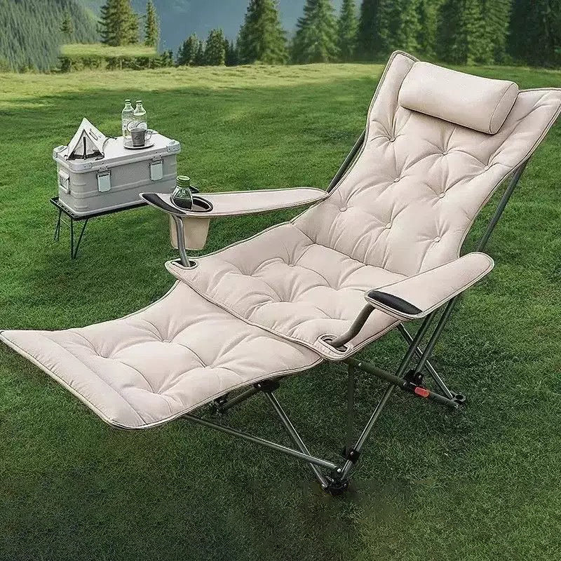 Modern Minimalist Oxford Fabric Carbon Steel Foldable Rectangular Reclining Chair Portable Folding Lounge Chair For Outdoor Patio