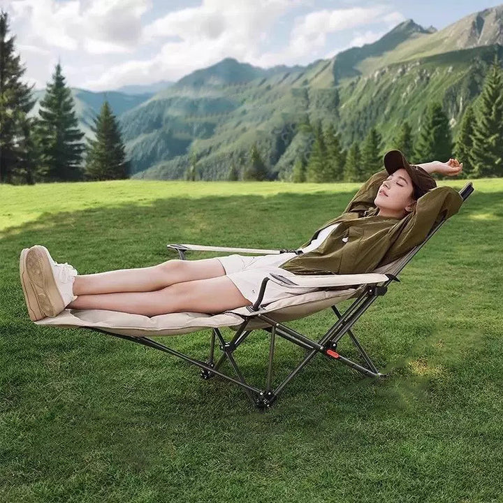 Modern Minimalist Oxford Fabric Carbon Steel Foldable Rectangular Reclining Chair Portable Folding Lounge Chair For Outdoor Patio