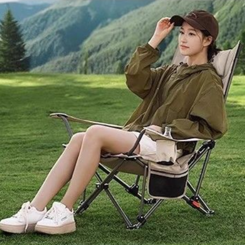 Modern Minimalist Oxford Fabric Carbon Steel Foldable Rectangular Reclining Chair Portable Folding Lounge Chair For Outdoor Patio