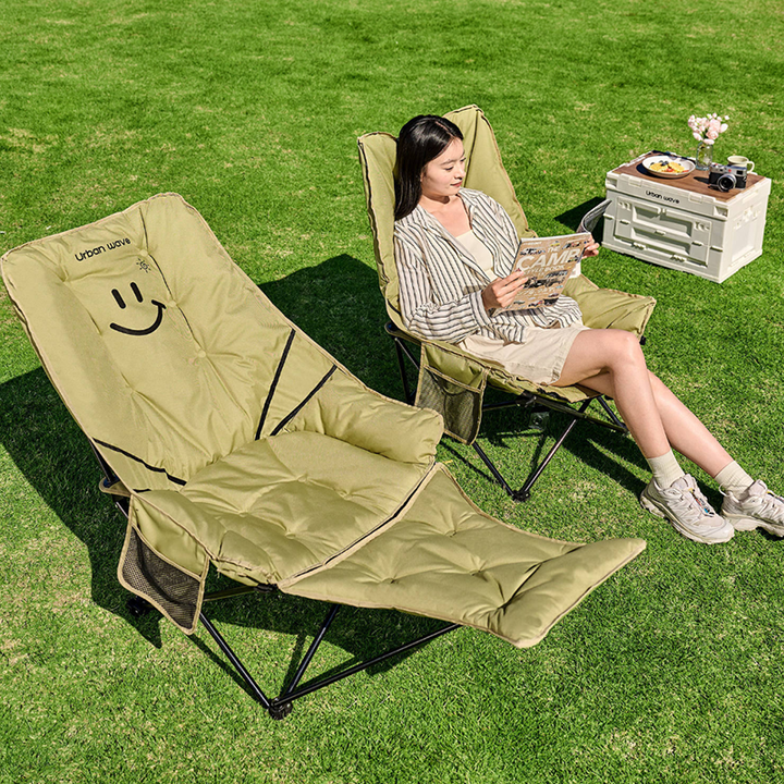 Modern Minimalist Oxford Fabric Rectangular Folding Reclining Chair Portable Lounge Chair For Outdoor Patio