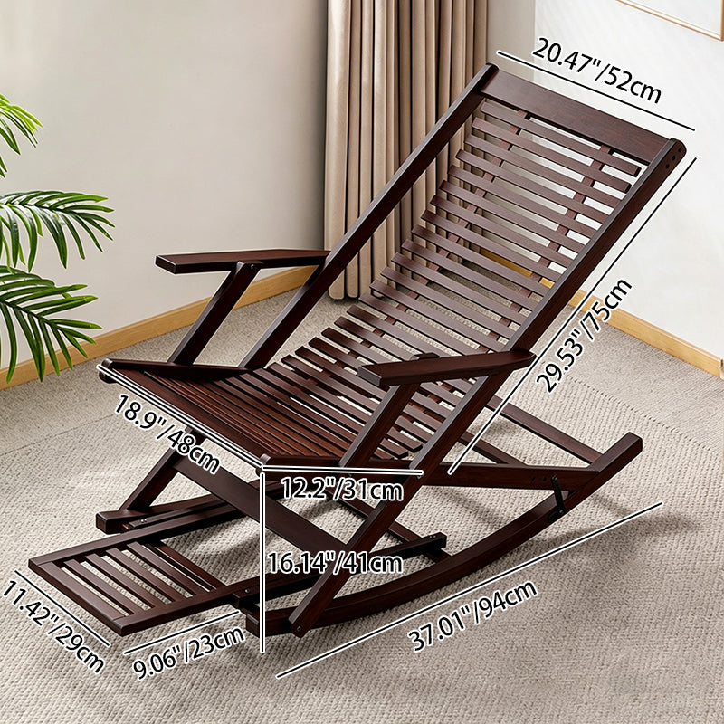 Traditional Chinese Bamboo Hollow Rectangular Folding Reclining Chair Armrest Lounge Chair For Living Room