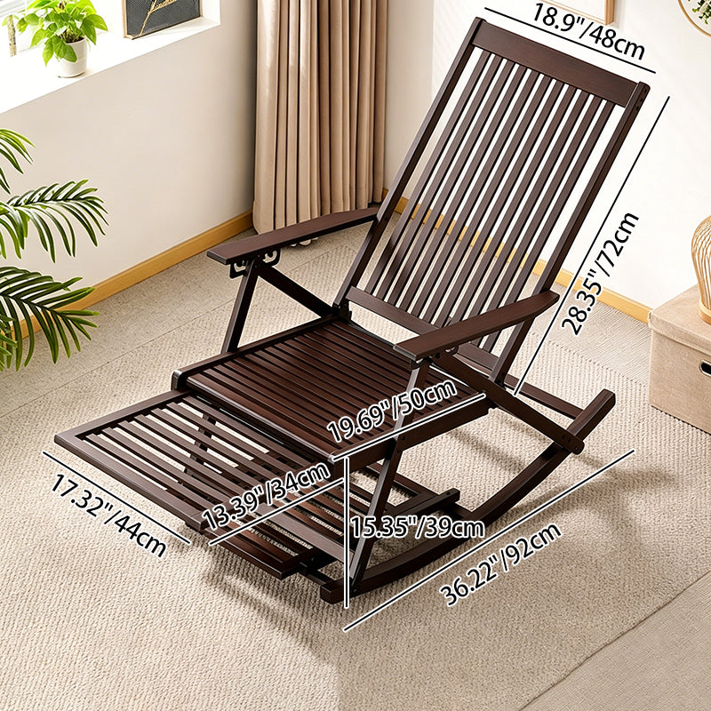 Traditional Chinese Bamboo Hollow Rectangular Folding Reclining Chair Armrest Lounge Chair For Living Room