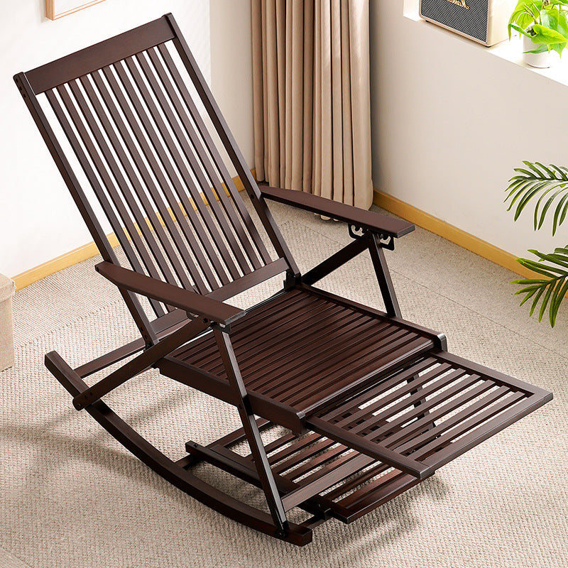 Traditional Chinese Bamboo Hollow Rectangular Folding Reclining Chair Armrest Lounge Chair For Living Room