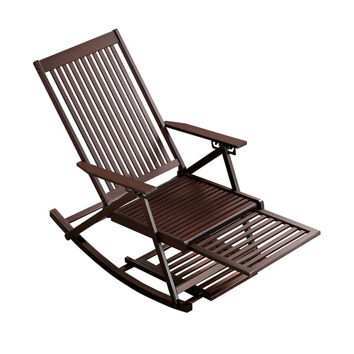 Traditional Chinese Bamboo Hollow Rectangular Folding Reclining Chair Armrest Lounge Chair For Living Room