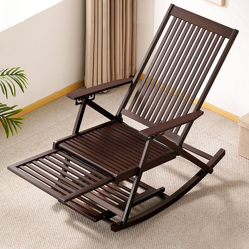 Traditional Chinese Bamboo Hollow Rectangular Folding Reclining Chair Armrest Lounge Chair For Living Room