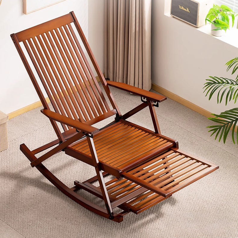 Traditional Chinese Bamboo Hollow Rectangular Folding Reclining Chair Armrest Lounge Chair For Living Room