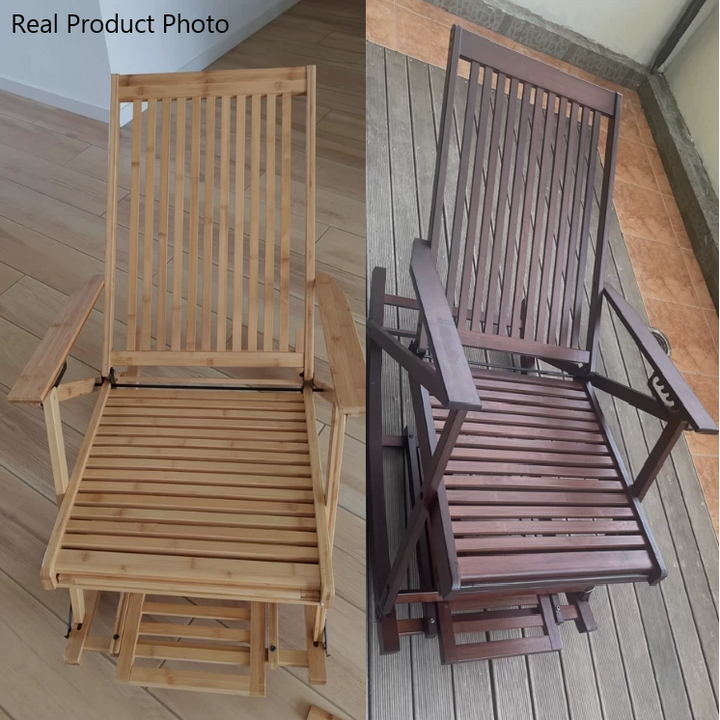 Traditional Chinese Bamboo Hollow Rectangular Folding Reclining Chair Armrest Lounge Chair For Living Room