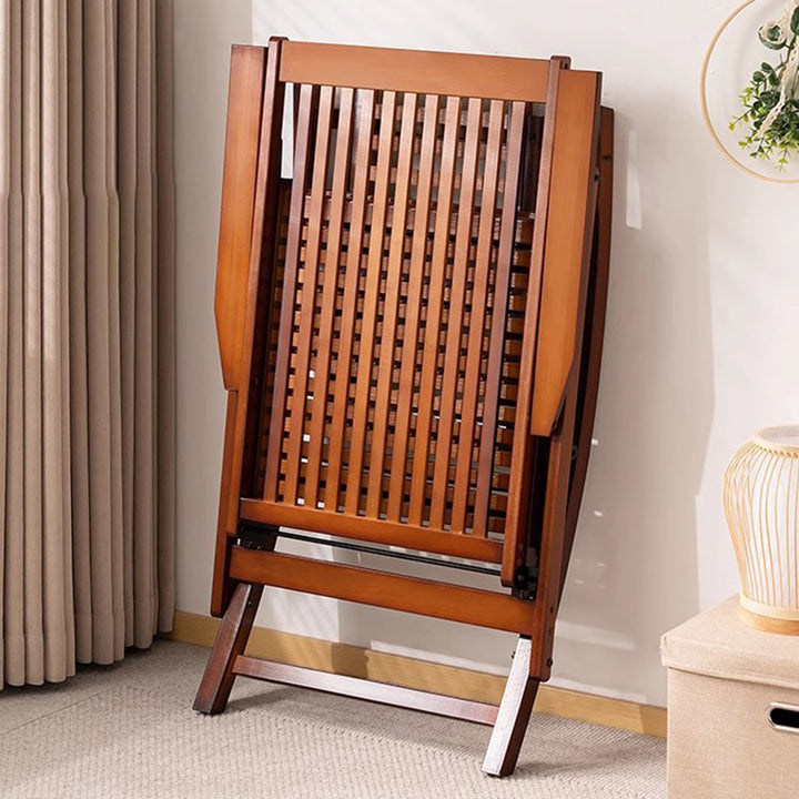 Traditional Chinese Bamboo Hollow Rectangular Folding Reclining Chair Armrest Lounge Chair For Living Room