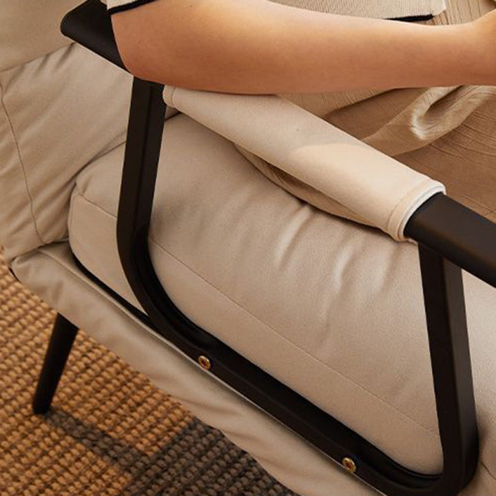 Modern Minimalist Tech Fabric Cat Scratch Leather Steel Cylindrical Rectangular Folding Recliner Lounge Chair With Backrest &amp; Armrests For Living Room