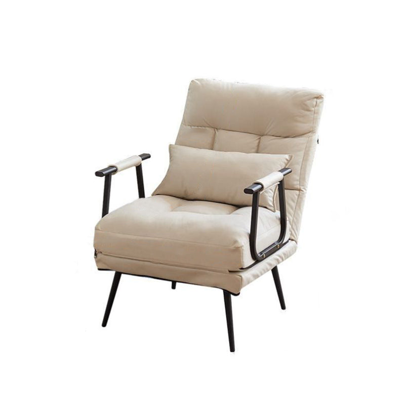 Modern Minimalist Tech Fabric Cat Scratch Leather Steel Cylindrical Rectangular Folding Recliner Lounge Chair With Backrest &amp; Armrests For Living Room