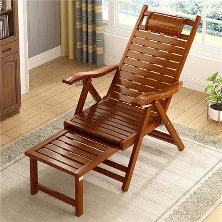 Traditioneller klappbarer Liegestuhl aus chinesischem Bambus mit rechteckigem Hohldesign, Rückenlehne und Armlehnen für Wohnzimmer und Balkon 