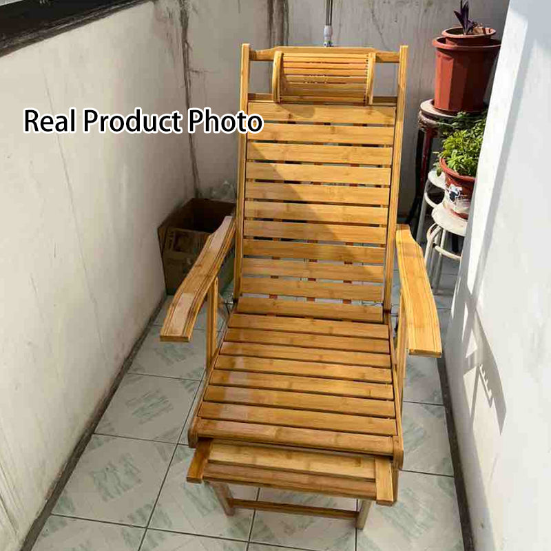 Traditioneller klappbarer Liegestuhl aus chinesischem Bambus mit rechteckigem Hohldesign, Rückenlehne und Armlehnen für Wohnzimmer und Balkon 