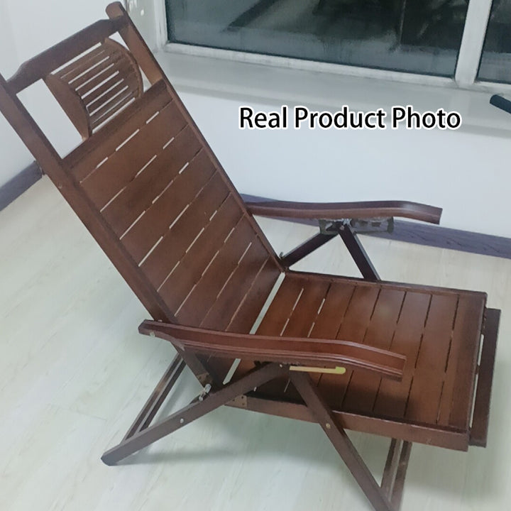 Traditioneller klappbarer Liegestuhl aus chinesischem Bambus mit rechteckigem Hohldesign, Rückenlehne und Armlehnen für Wohnzimmer und Balkon 