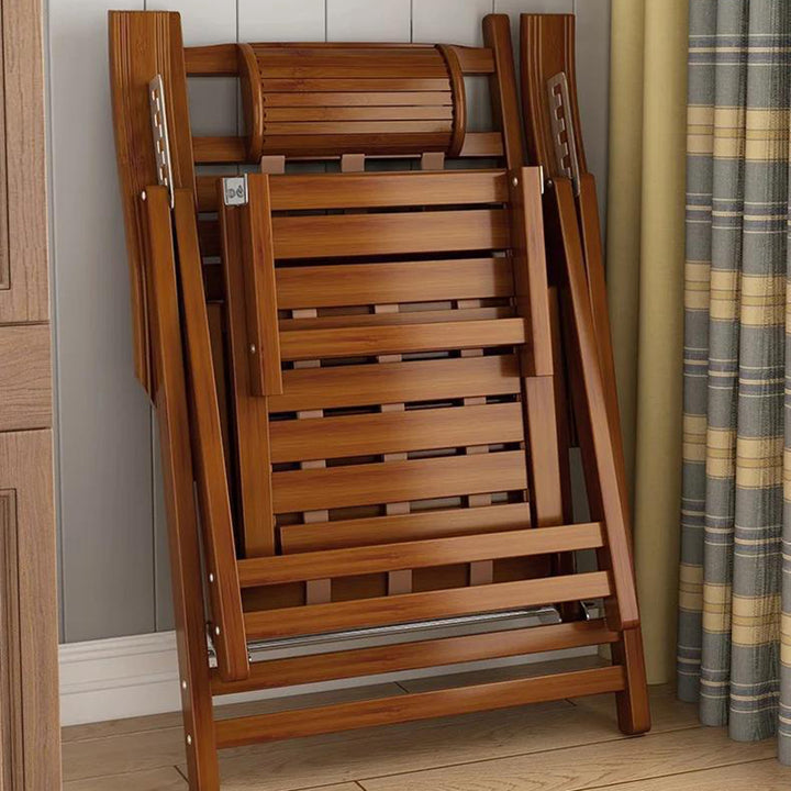 Traditioneller klappbarer Liegestuhl aus chinesischem Bambus mit rechteckigem Hohldesign, Rückenlehne und Armlehnen für Wohnzimmer und Balkon 