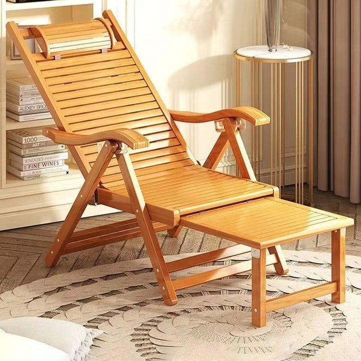 Traditioneller klappbarer Liegestuhl aus chinesischem Bambus mit rechteckigem Hohldesign, Rückenlehne und Armlehnen für Wohnzimmer und Balkon 