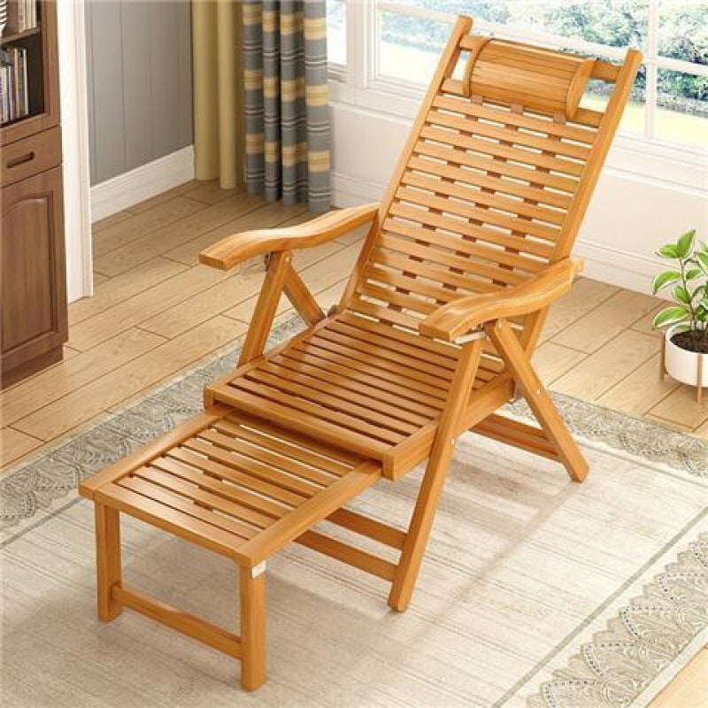 Traditioneller klappbarer Liegestuhl aus chinesischem Bambus mit rechteckigem Hohldesign, Rückenlehne und Armlehnen für Wohnzimmer und Balkon 