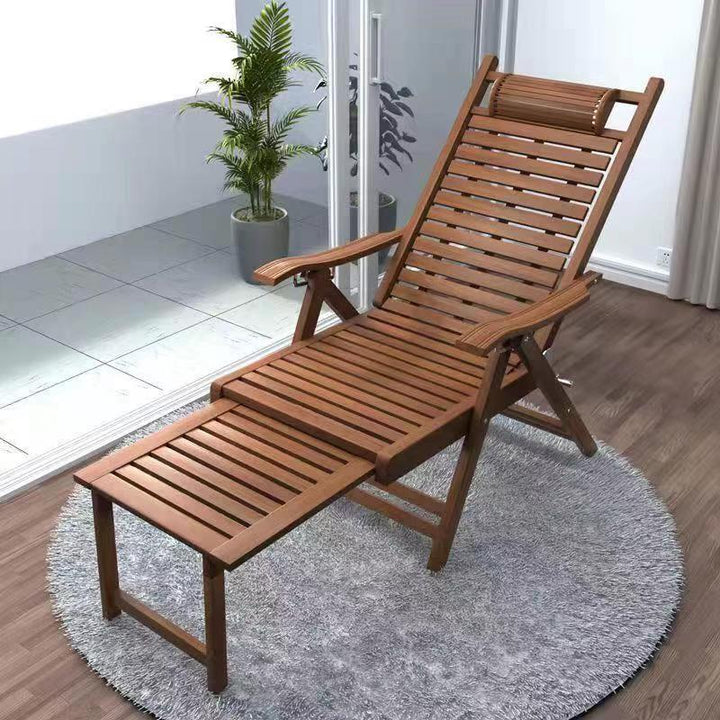 Traditioneller klappbarer Liegestuhl aus chinesischem Bambus mit rechteckigem Hohldesign, Rückenlehne und Armlehnen für Wohnzimmer und Balkon 