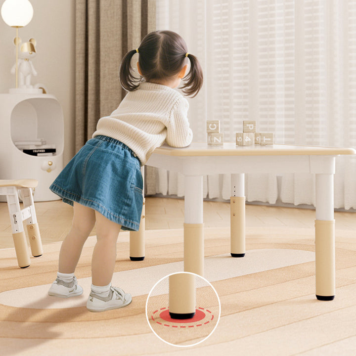 Modern Minimalist Particle Board PP Cylindrical Square Kids Study Table With Adjustable Height For Living Room