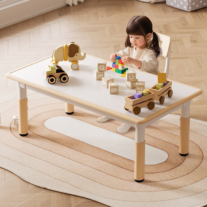 Modern Minimalist Particle Board PP Cylindrical Square Kids Study Table With Adjustable Height For Living Room