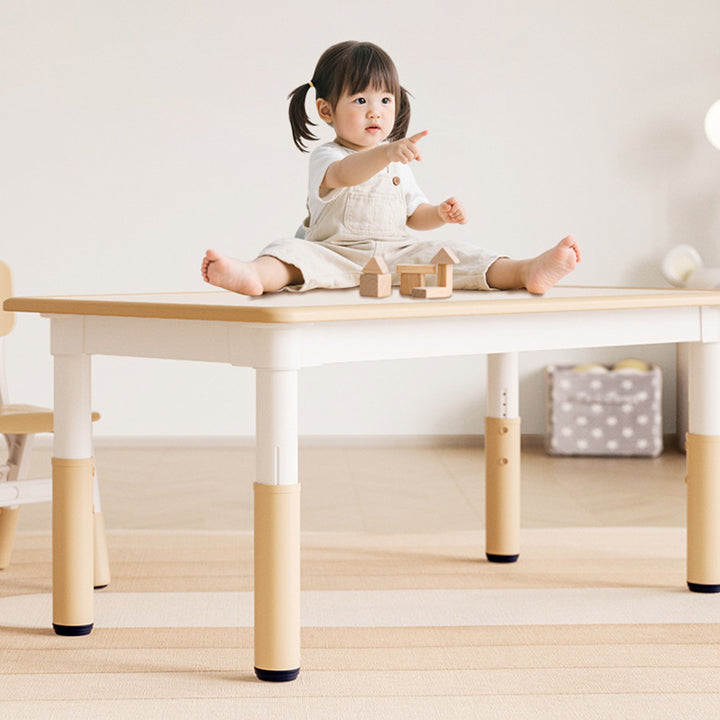 Modern Minimalist Particle Board PP Cylindrical Square Kids Study Table With Adjustable Height For Living Room