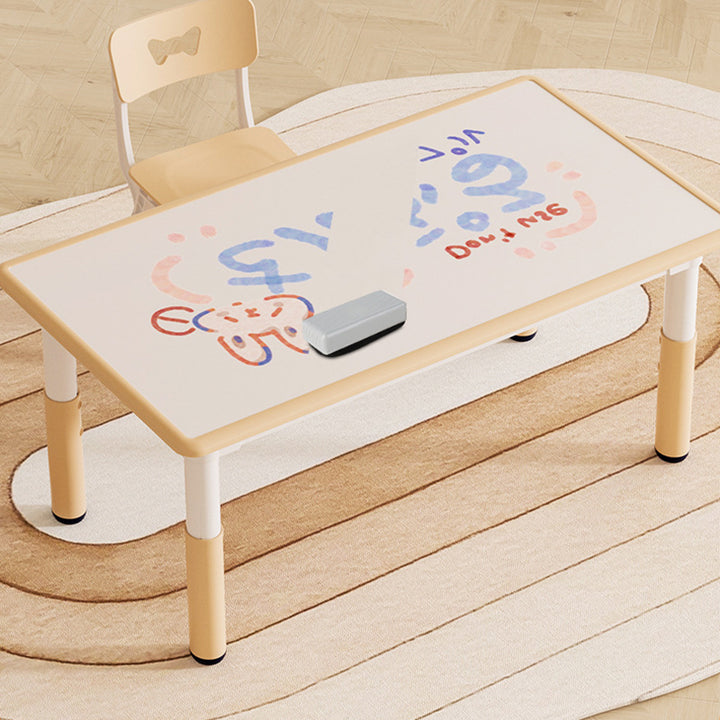 Modern Minimalist Particle Board PP Cylindrical Square Kids Study Table With Adjustable Height For Living Room