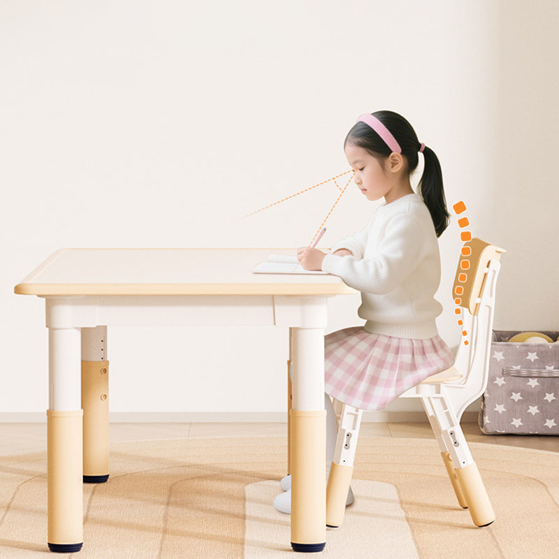 Modern Minimalist Particle Board PP Cylindrical Square Kids Study Table With Adjustable Height For Living Room