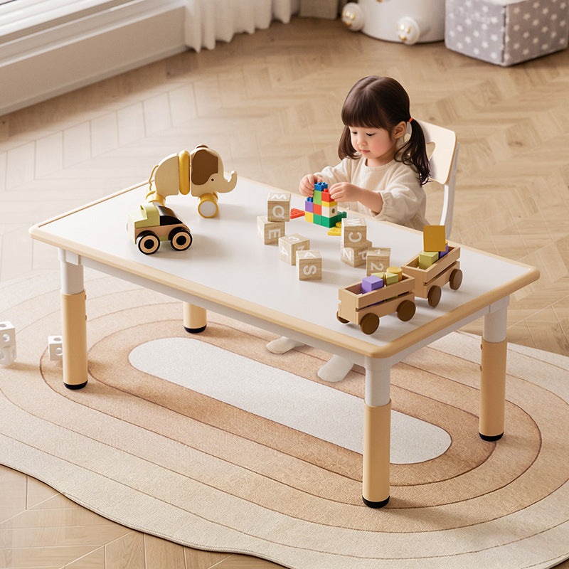Modern Minimalist Particle Board PP Cylindrical Square Kids Study Table With Adjustable Height For Living Room