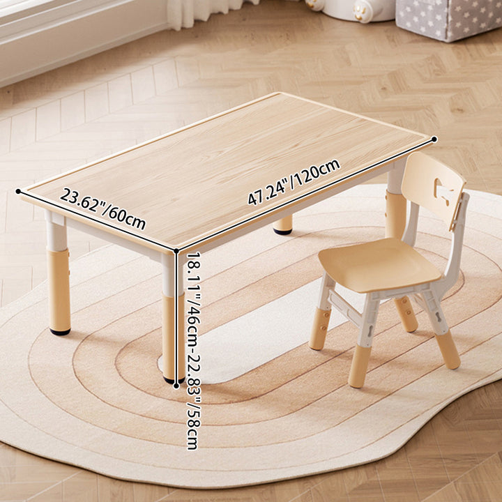 Modern Minimalist Particle Board PP Cylindrical Square Kids Study Table With Adjustable Height For Living Room