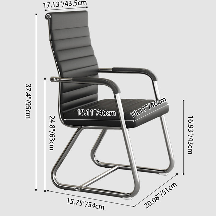Modern Minimalist Square PU Leather Mesh Steel Ergonomic Desk Chair Backrest Armrests For Home Office
