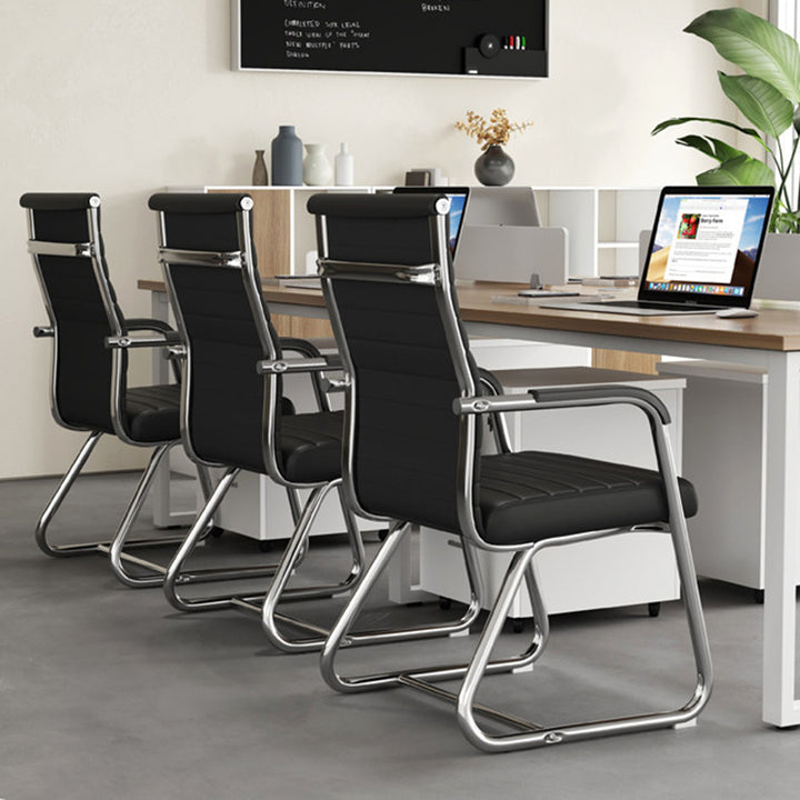 Modern Minimalist Square PU Leather Mesh Steel Ergonomic Desk Chair Backrest Armrests For Home Office