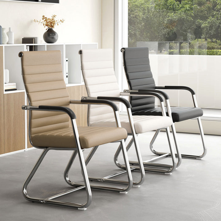Modern Minimalist Square PU Leather Mesh Steel Ergonomic Desk Chair Backrest Armrests For Home Office
