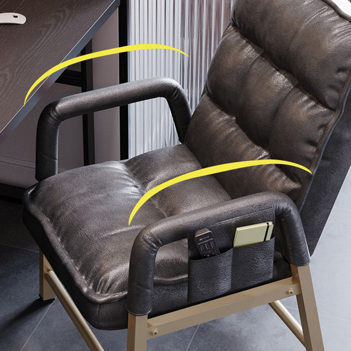 Contemporary Vintage Rectangular Linen PU Leather Carbon Steel Desk Chair Backrest Armrests For Home Office