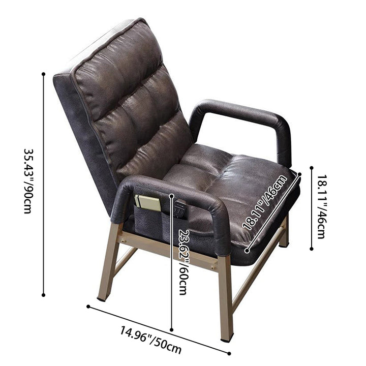 Contemporary Vintage Rectangular Linen PU Leather Carbon Steel Desk Chair Backrest Armrests For Home Office