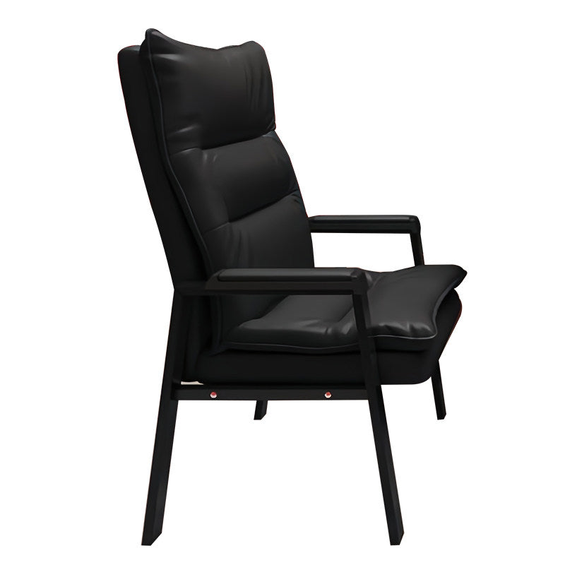 Contemporary Vintage Rectangular Linen PU Leather Carbon Steel Desk Chair Backrest Armrests For Home Office