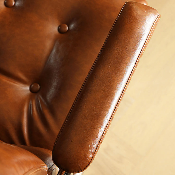Contemporary Vintage Square Microfiber Leather Cowhide Leather Contact Surface Iron Desk Chair Backrest Armrests For Home Office