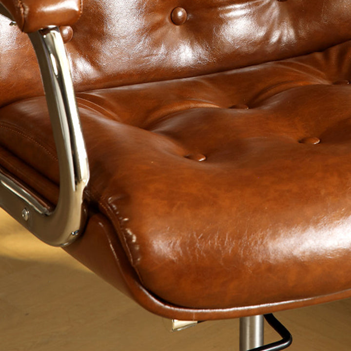Contemporary Vintage Square Microfiber Leather Cowhide Leather Contact Surface Iron Desk Chair Backrest Armrests For Home Office